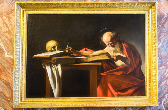 Roma, Galleria Borghese - Caravaggio: Saint Jerom writing (San Girolamo scrivente)